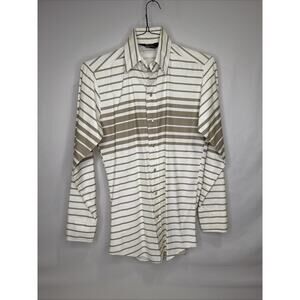 Vtg Panhandle Slim Shirt Mens Small Striped Western Pearl Snap USA Beige